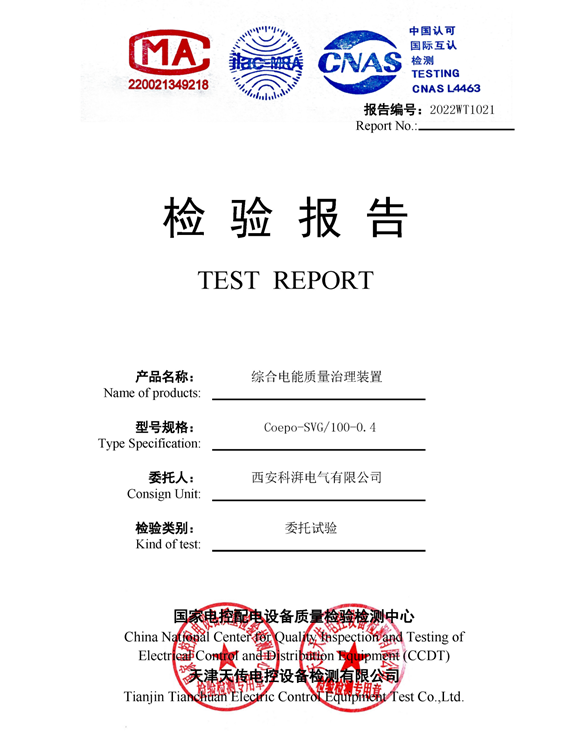 综合电能质量治理装置检验报告